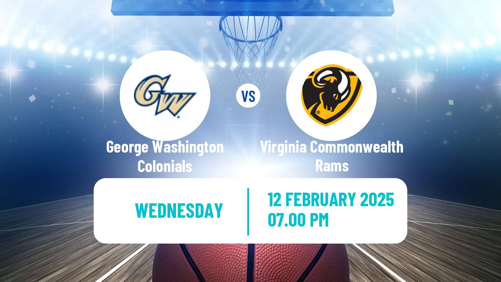 Basketball NCAA College Basketball George Washington Colonials - Virginia Commonwealth Rams