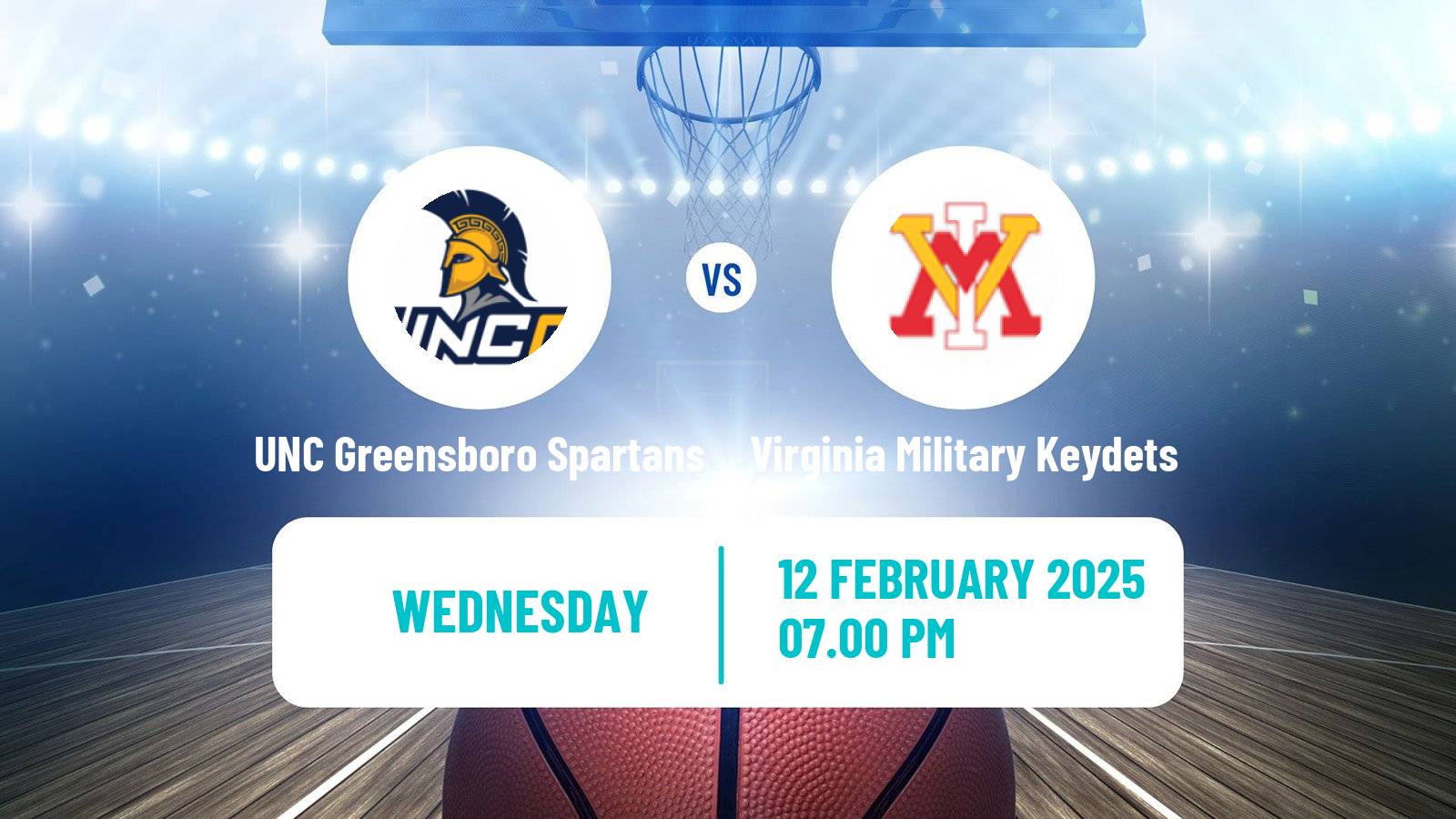 Basketball NCAA College Basketball UNC Greensboro Spartans - Virginia Military Keydets