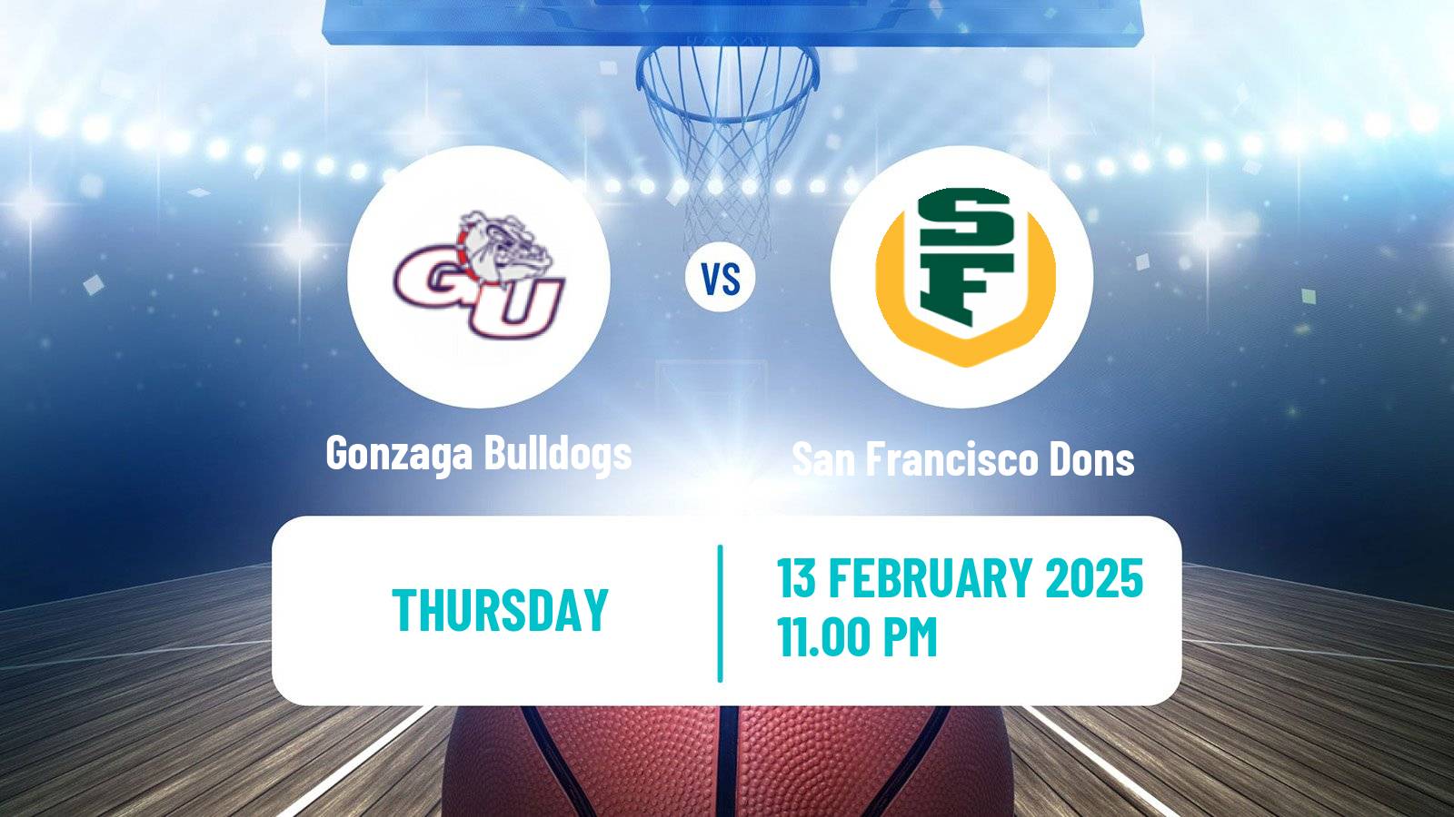 Basketball NCAA College Basketball Gonzaga Bulldogs - San Francisco Dons