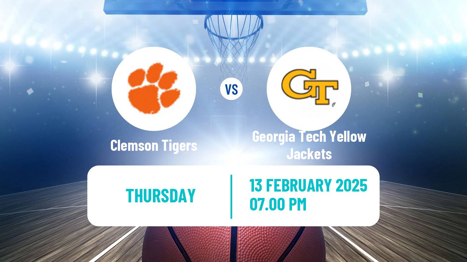 Basketball NCAA College Basketball Women Clemson Tigers - Georgia Tech Yellow Jackets