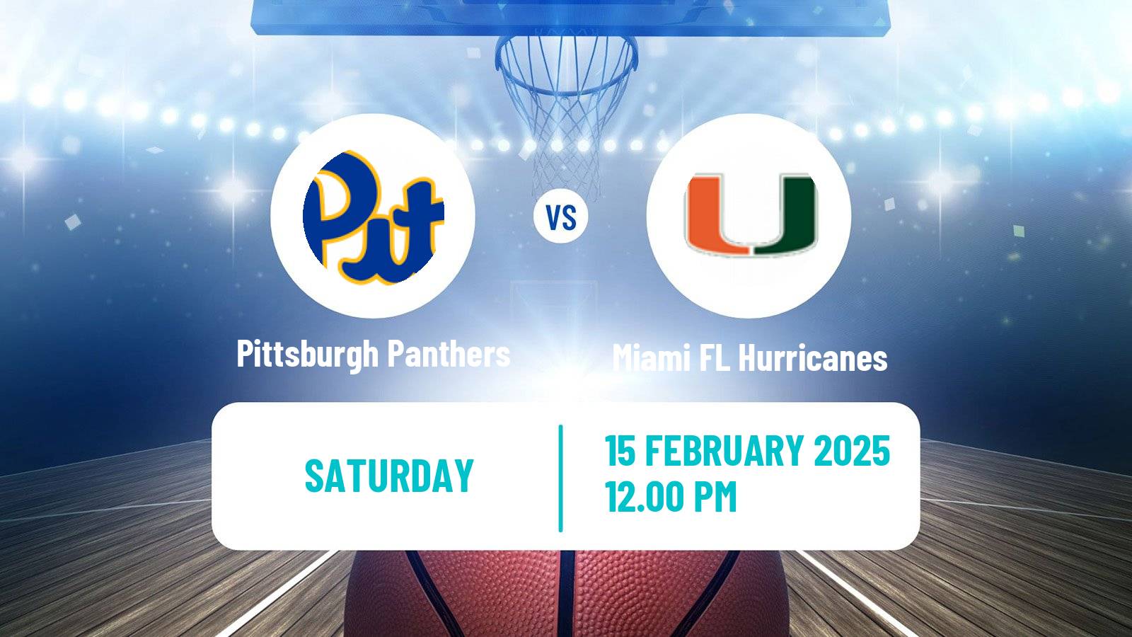 Basketball NCAA College Basketball Pittsburgh Panthers - Miami FL Hurricanes