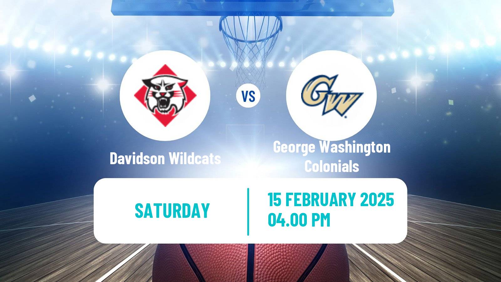 Basketball NCAA College Basketball Davidson Wildcats - George Washington Colonials