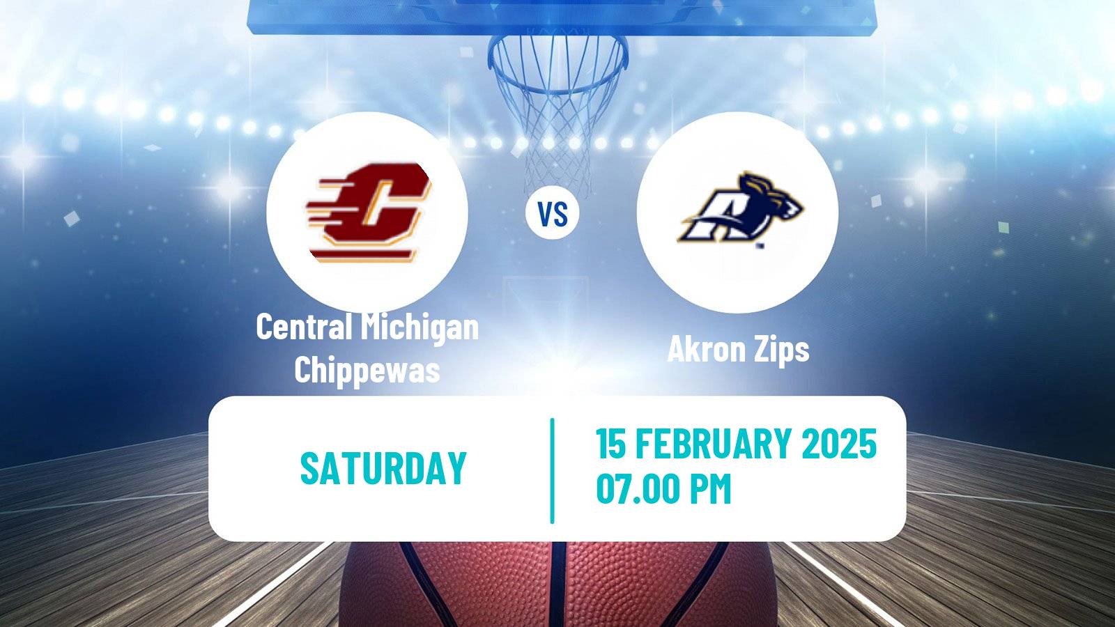 Basketball NCAA College Basketball Central Michigan Chippewas - Akron Zips