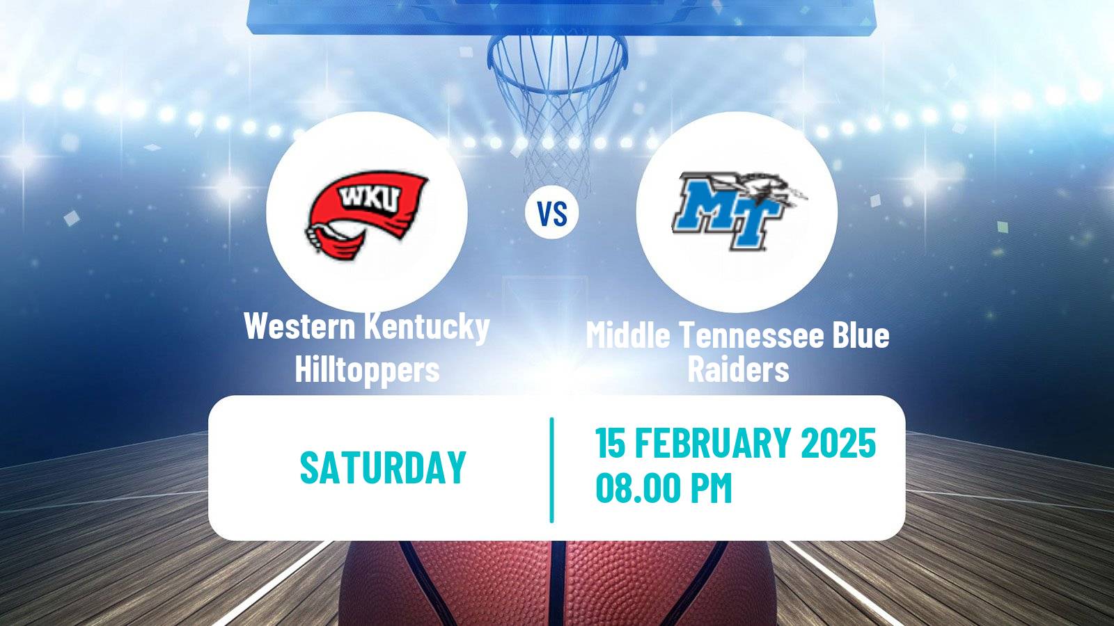 Basketball NCAA College Basketball Western Kentucky Hilltoppers - Middle Tennessee Blue Raiders