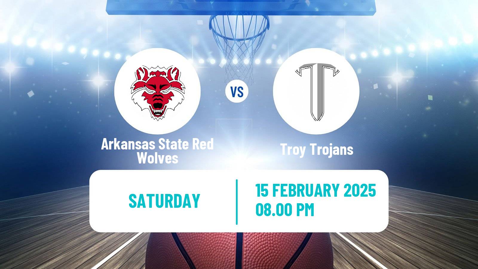 Basketball NCAA College Basketball Arkansas State Red Wolves - Troy Trojans