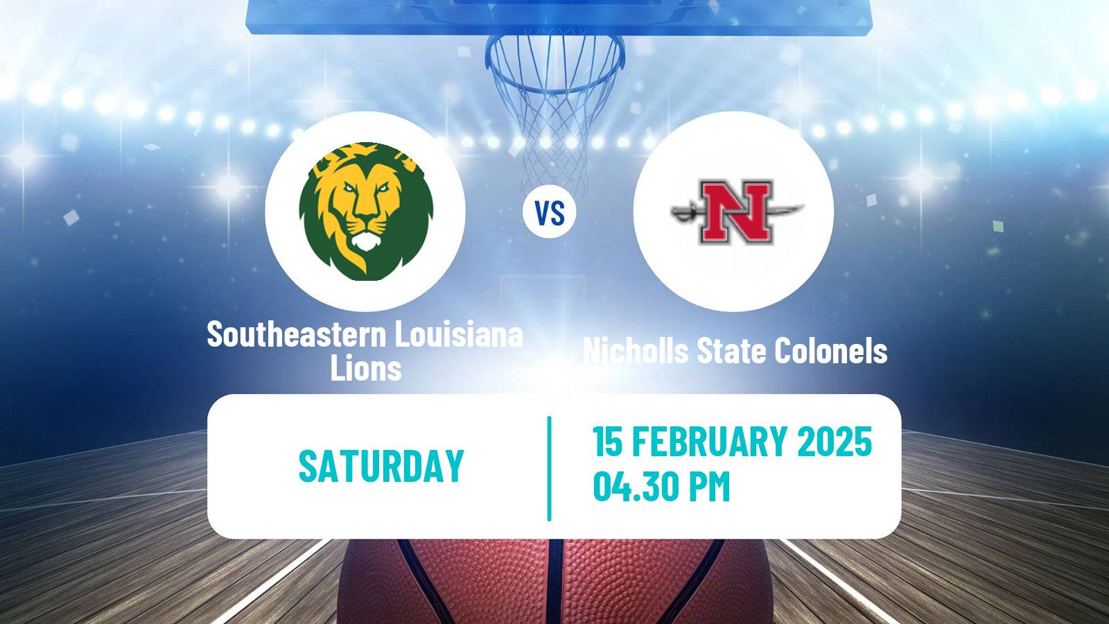 Basketball NCAA College Basketball Southeastern Louisiana Lions - Nicholls State Colonels