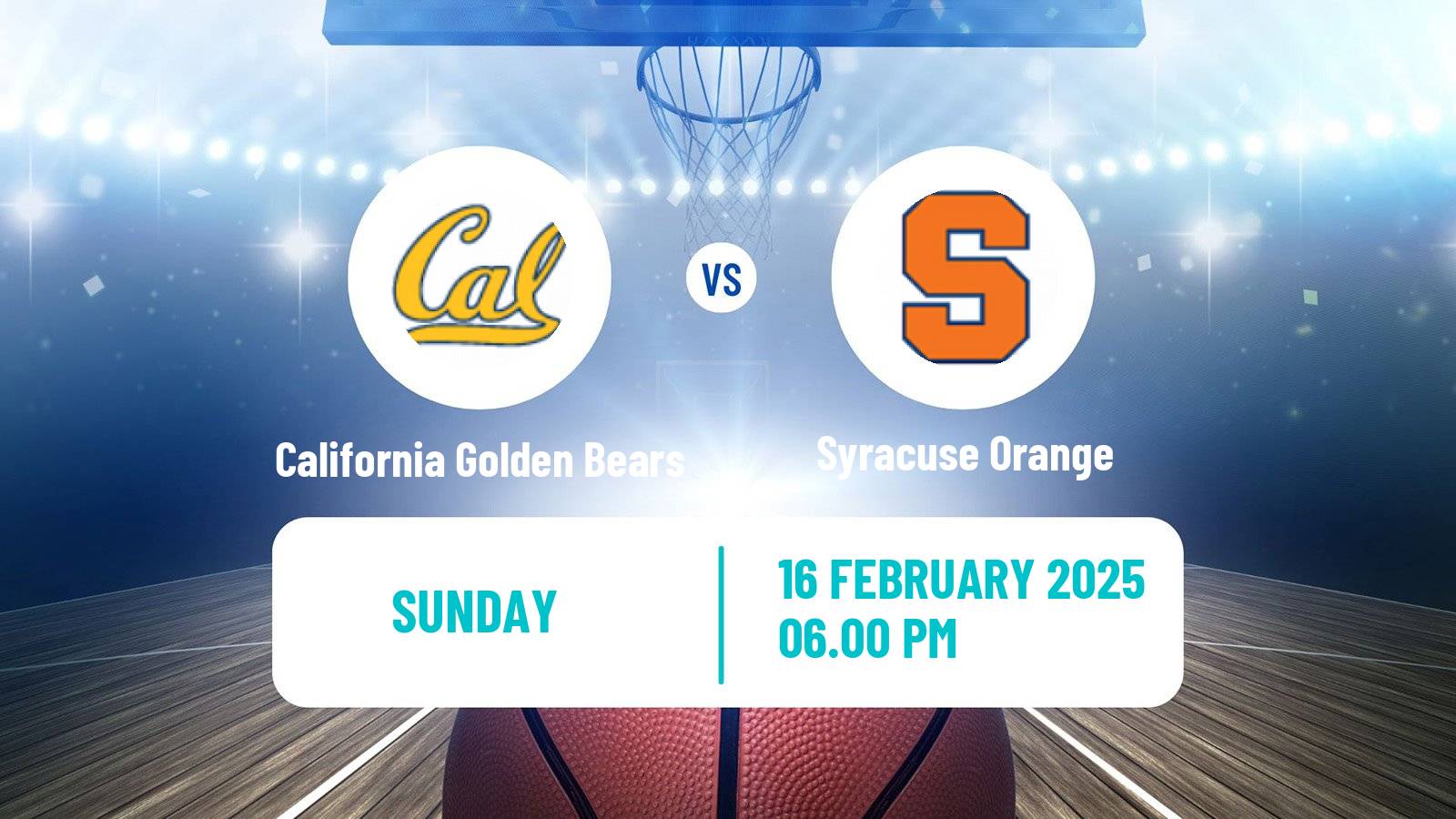 Basketball NCAA College Basketball Women California Golden Bears - Syracuse Orange