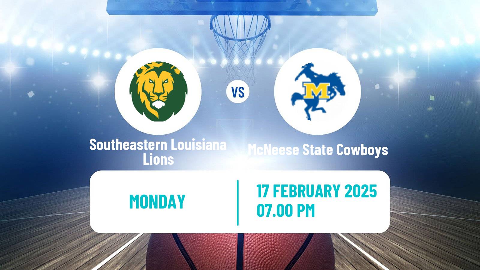 Basketball NCAA College Basketball Southeastern Louisiana Lions - McNeese State Cowboys