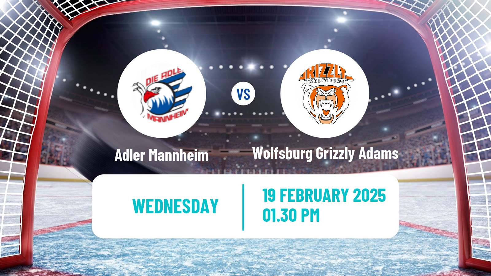 Hockey German Ice Hockey League Adler Mannheim - Wolfsburg Grizzly Adams