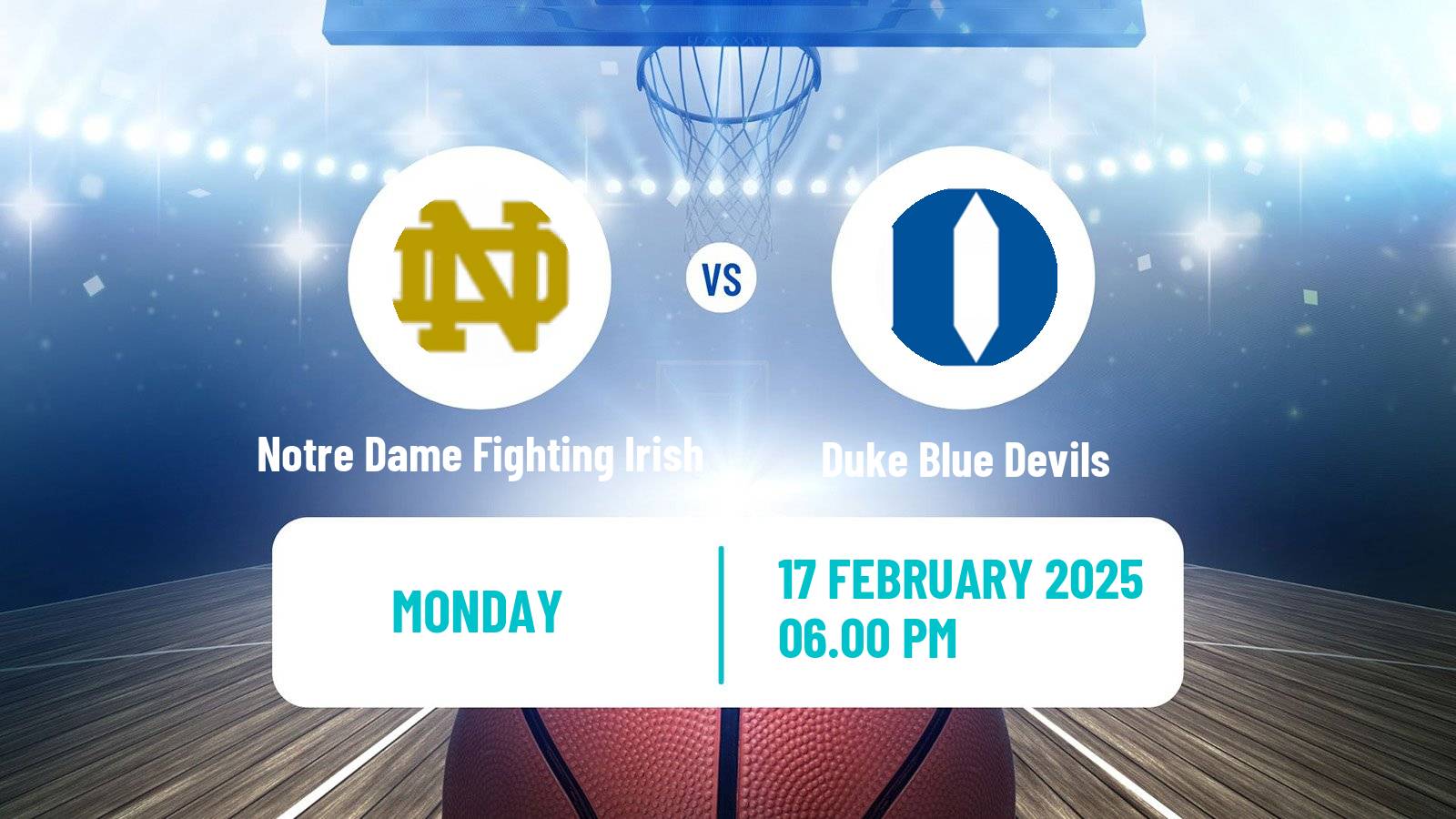 Basketball NCAA College Basketball Women Notre Dame Fighting Irish - Duke Blue Devils