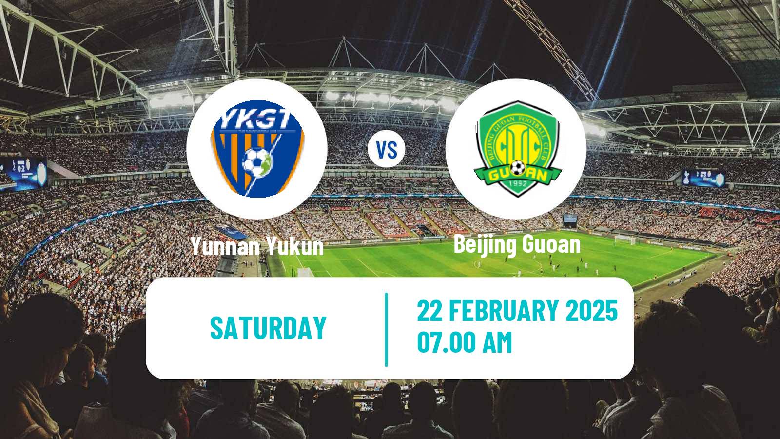 Soccer Chinese Super League Yunnan Yukun - Beijing Guoan