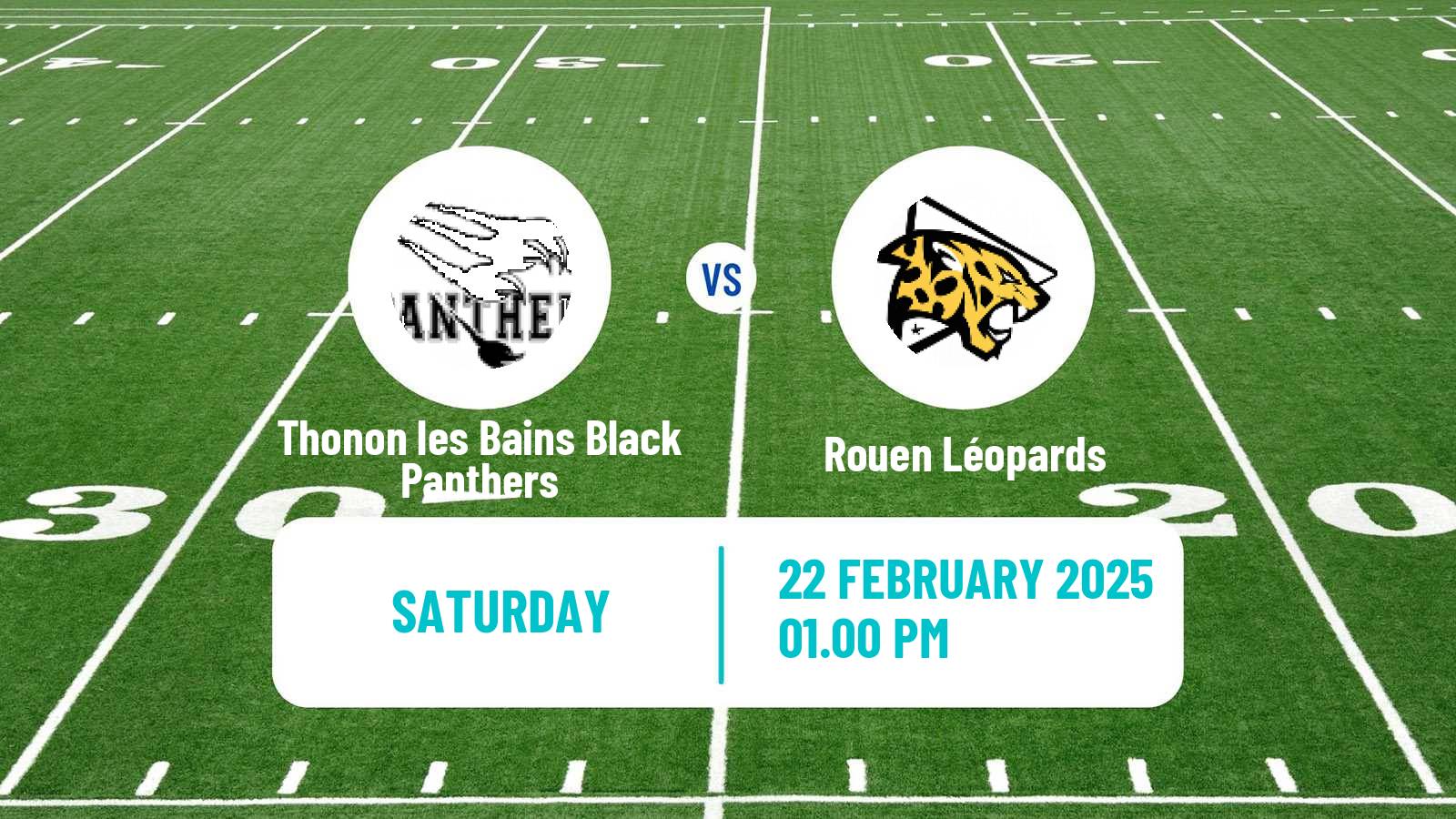 American football French Championnat Elite American Football Thonon les Bains Black Panthers - Rouen Léopards