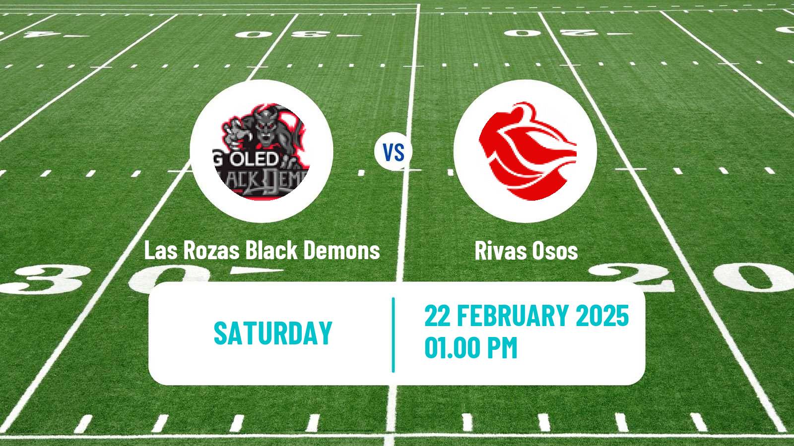 American football Spanish LNFA Serie A Las Rozas Black Demons - Rivas Osos