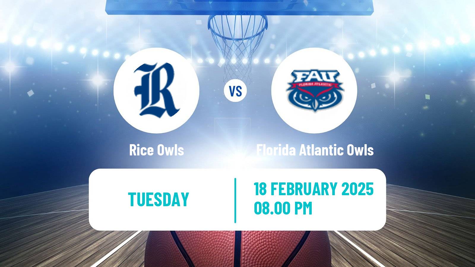 Basketball NCAA College Basketball Women Rice Owls - Florida Atlantic Owls