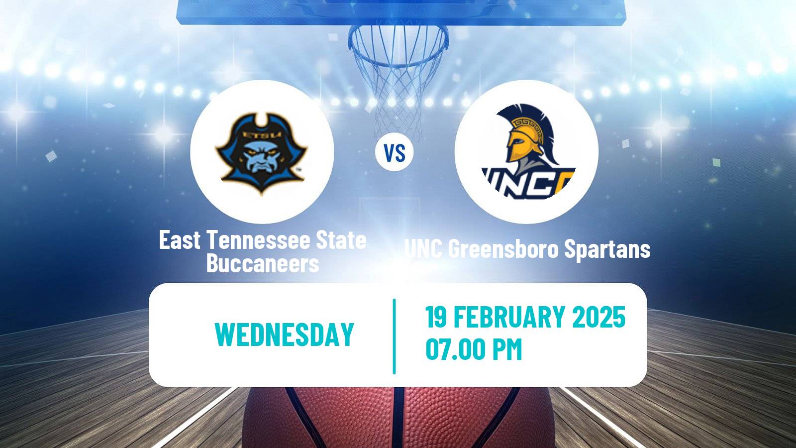 Basketball NCAA College Basketball East Tennessee State Buccaneers - UNC Greensboro Spartans