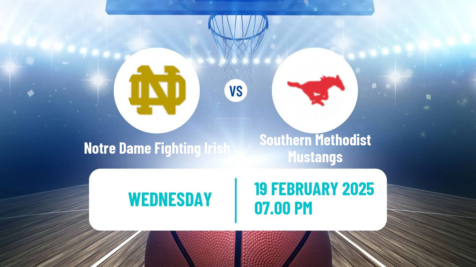 Basketball NCAA College Basketball Notre Dame Fighting Irish - Southern Methodist Mustangs