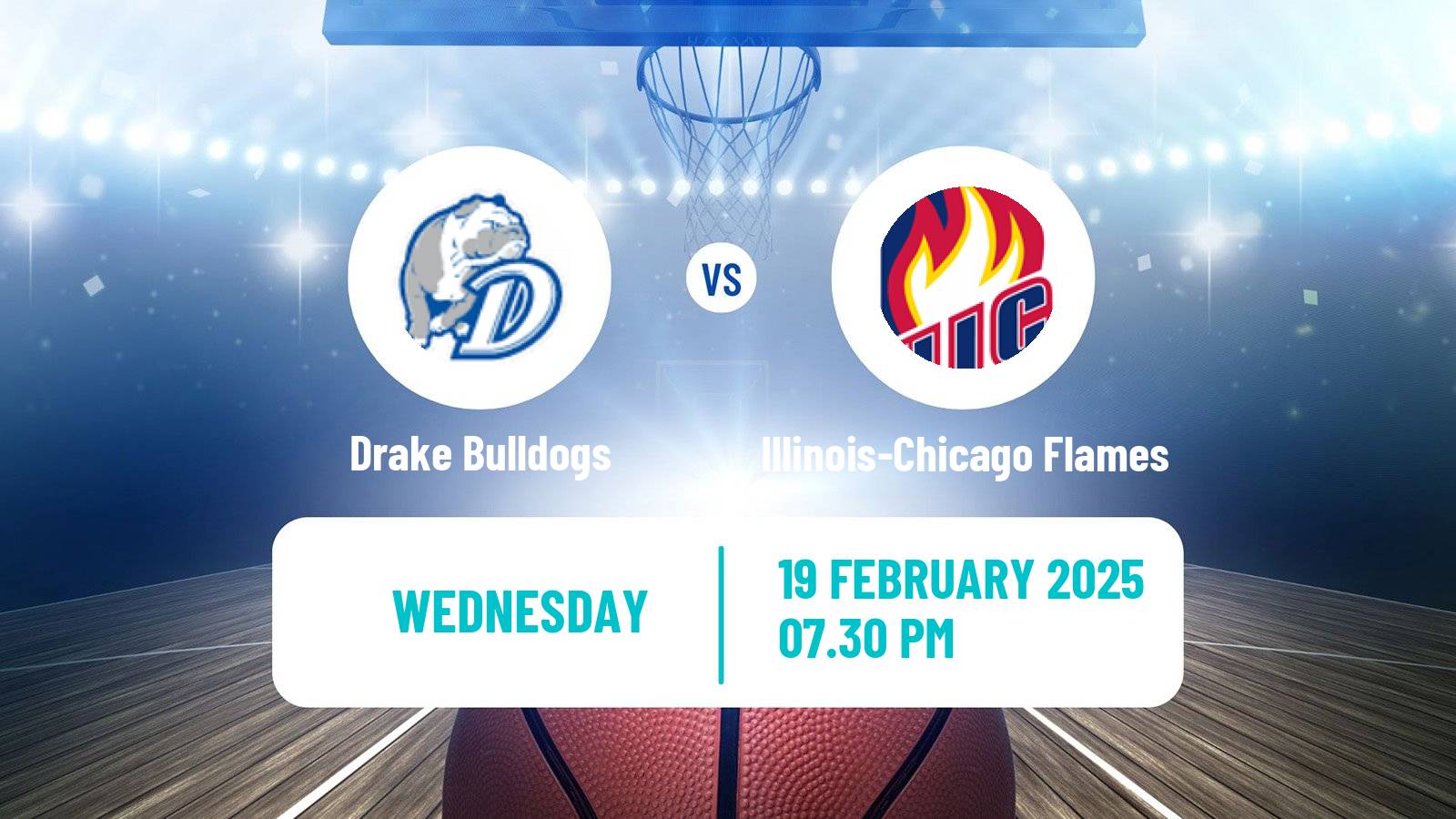 Basketball NCAA College Basketball Drake Bulldogs - Illinois-Chicago Flames