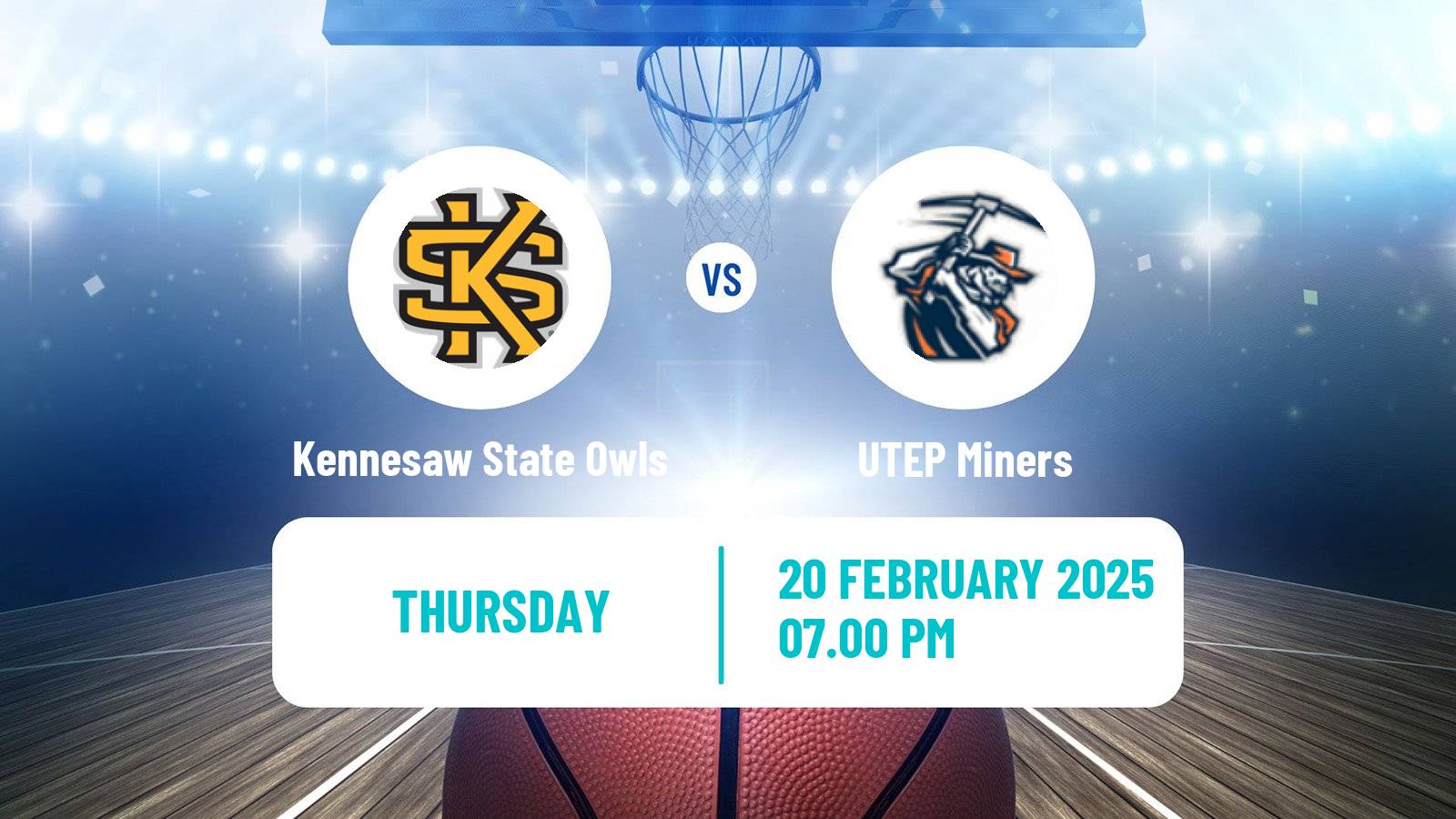 Basketball NCAA College Basketball Kennesaw State Owls - UTEP Miners