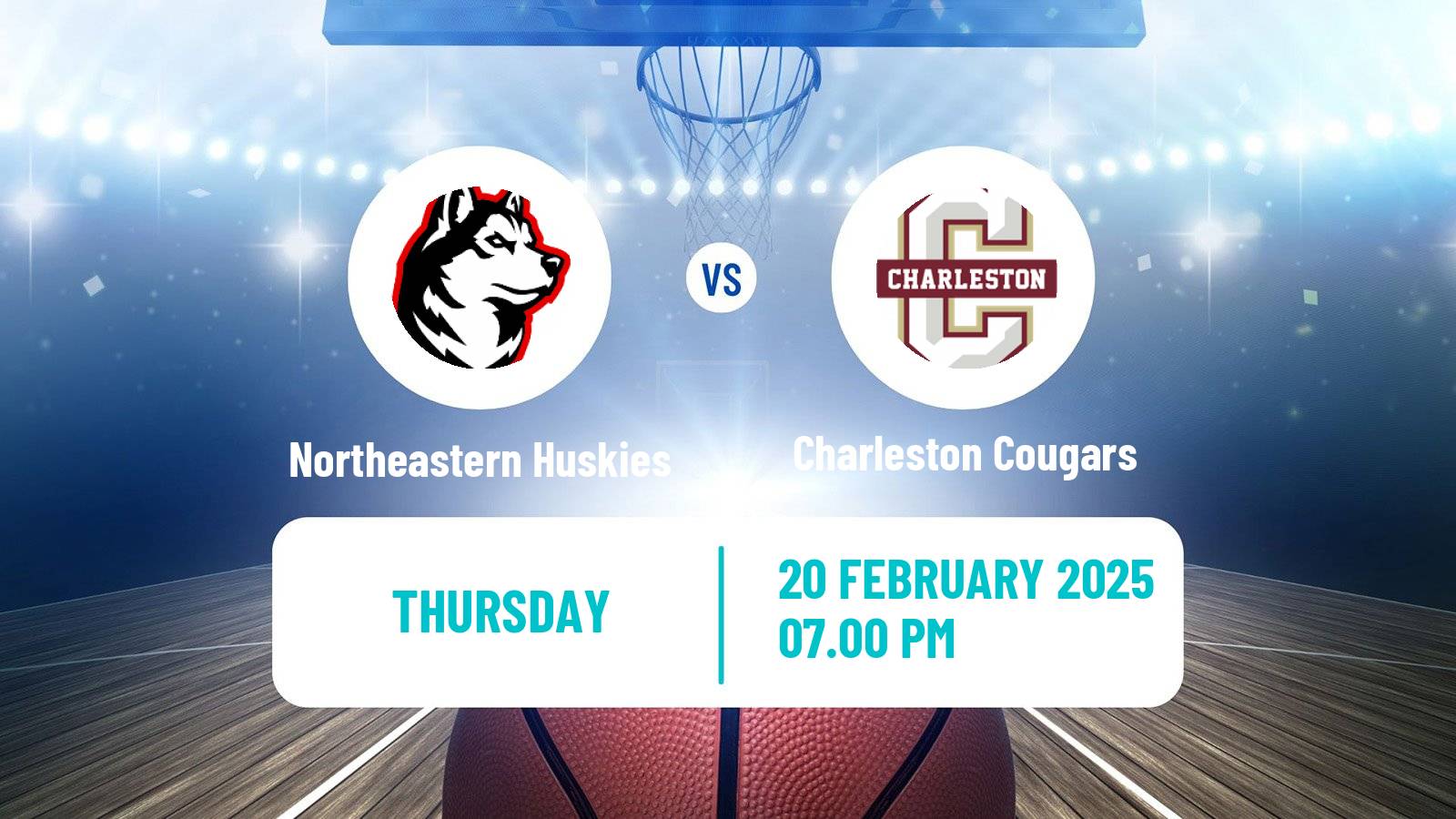 Basketball NCAA College Basketball Northeastern Huskies - Charleston Cougars