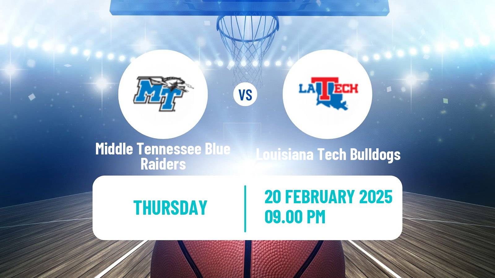 Basketball NCAA College Basketball Middle Tennessee Blue Raiders - Louisiana Tech Bulldogs