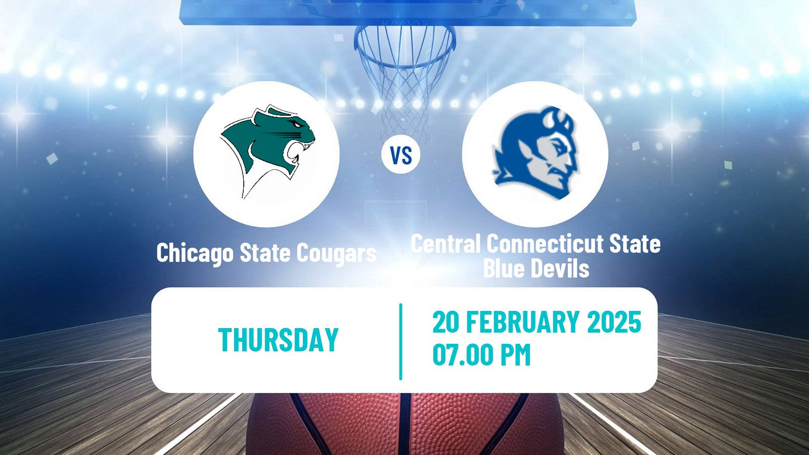 Basketball NCAA College Basketball Chicago State Cougars - Central Connecticut State Blue Devils