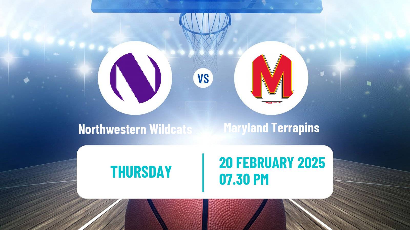 Basketball NCAA College Basketball Women Northwestern Wildcats - Maryland Terrapins