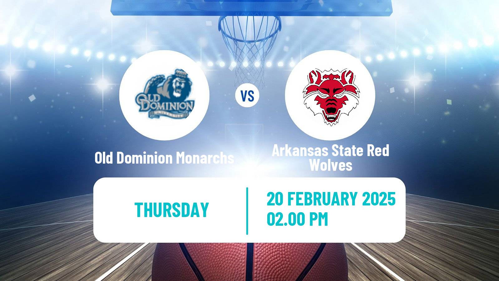 Basketball NCAA College Basketball Women Old Dominion Monarchs - Arkansas State Red Wolves