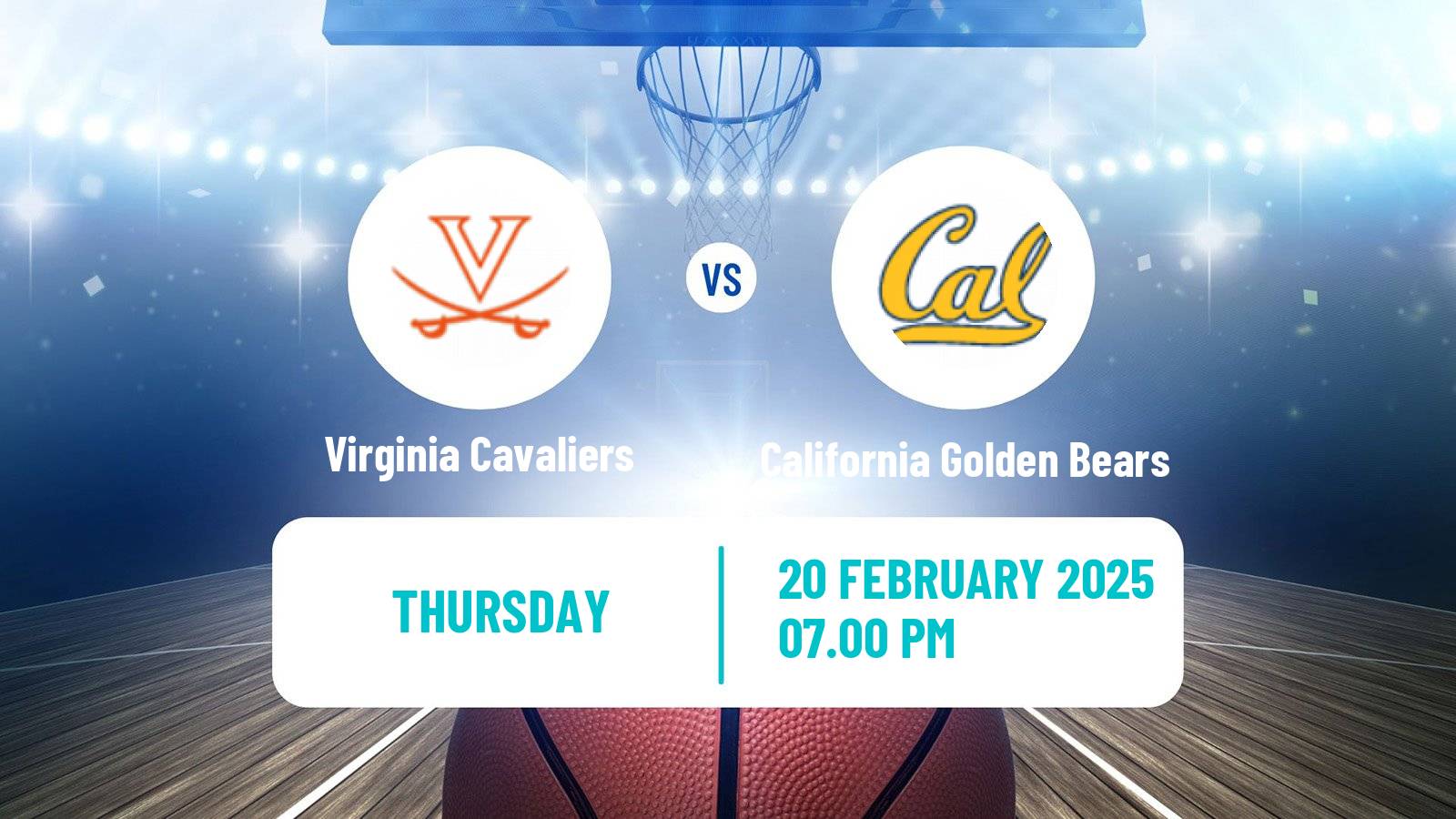 Basketball NCAA College Basketball Women Virginia Cavaliers - California Golden Bears