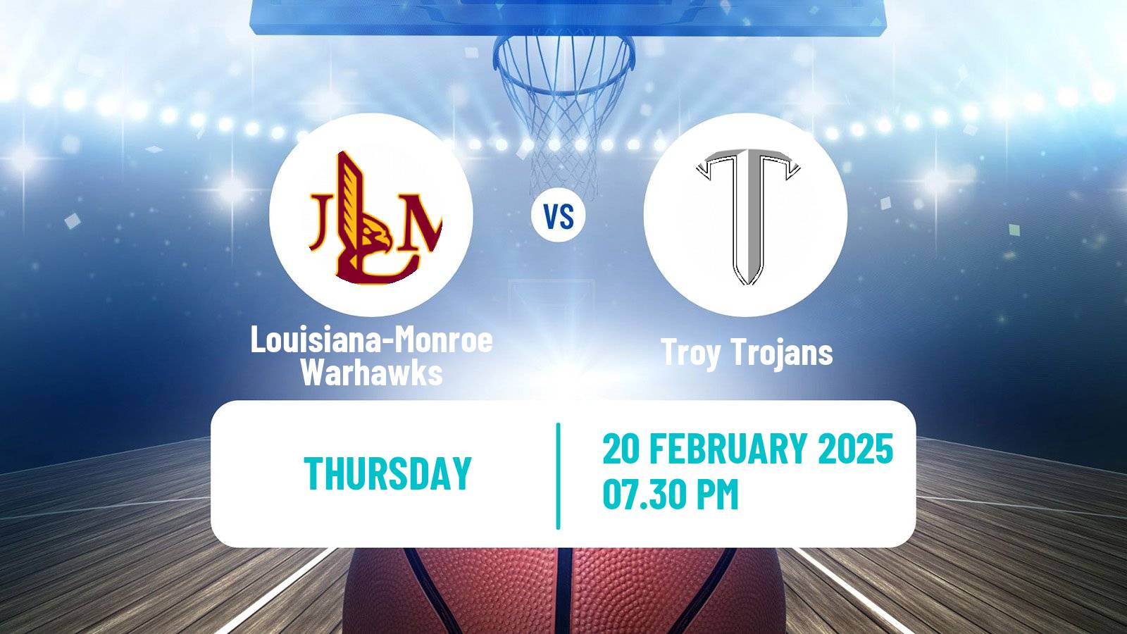 Basketball NCAA College Basketball Women Louisiana-Monroe Warhawks - Troy Trojans