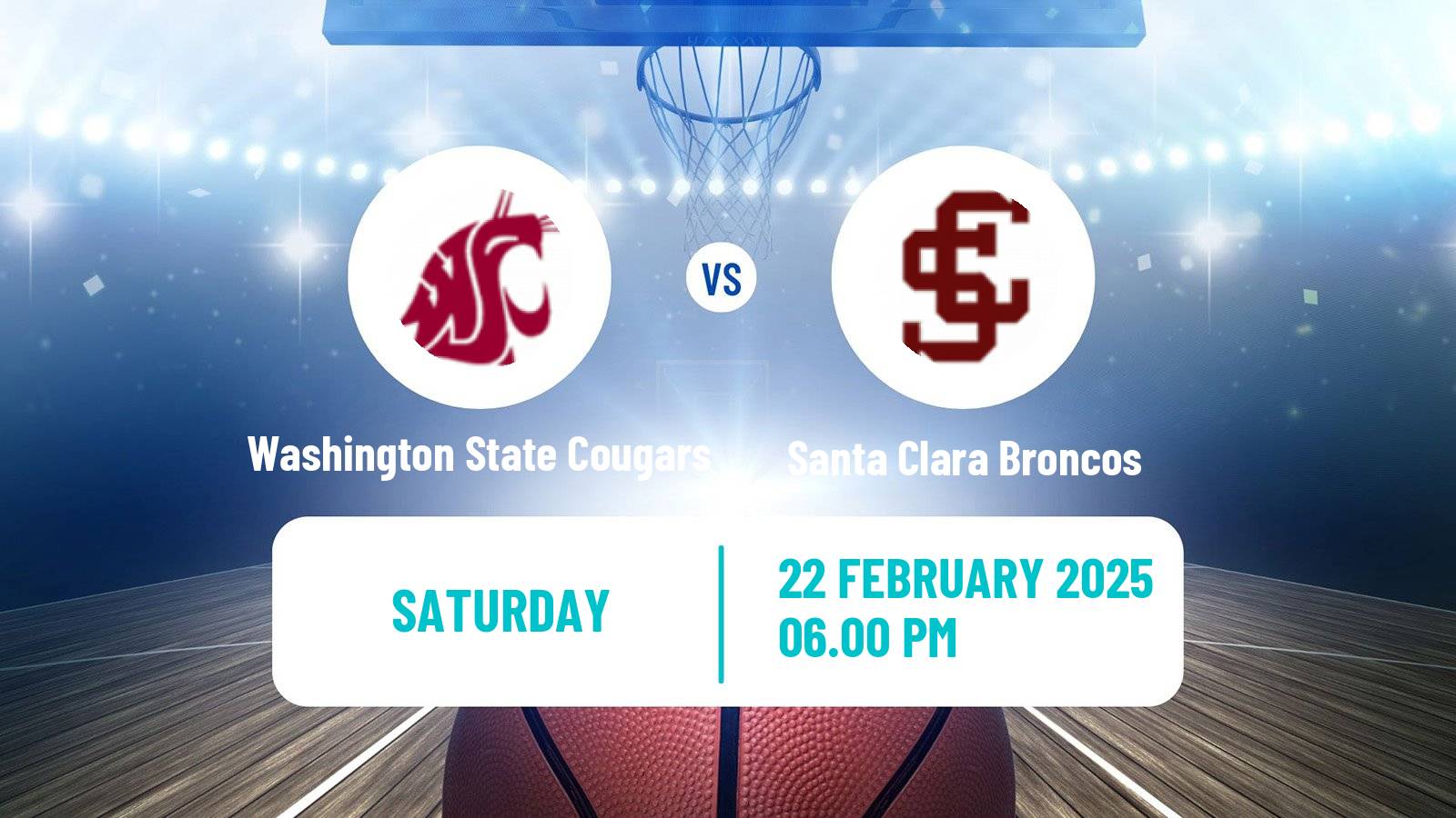 Basketball NCAA College Basketball Washington State Cougars - Santa Clara Broncos