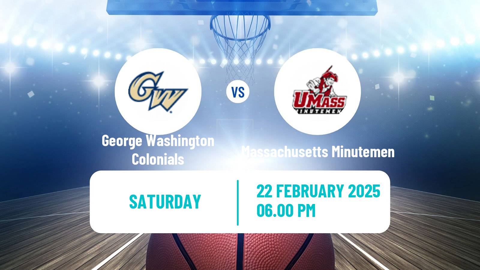 Basketball NCAA College Basketball George Washington Colonials - Massachusetts Minutemen