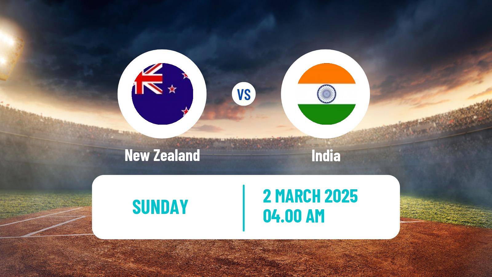 Cricket ICC Champions Trophy New Zealand - India