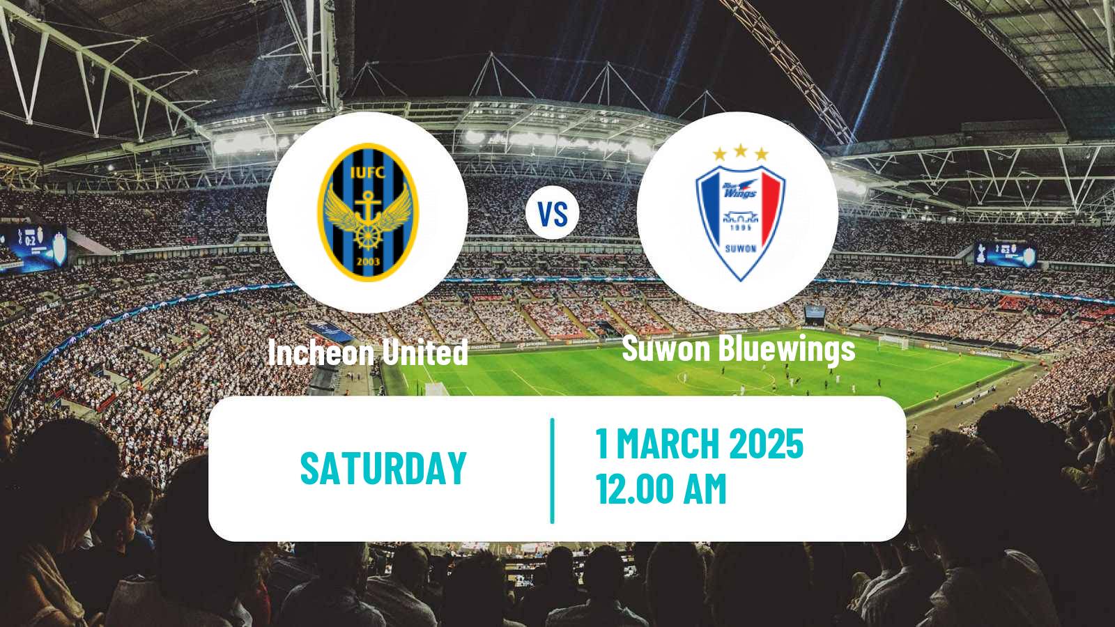 Soccer South Korean K-League 2 Incheon United - Suwon Bluewings