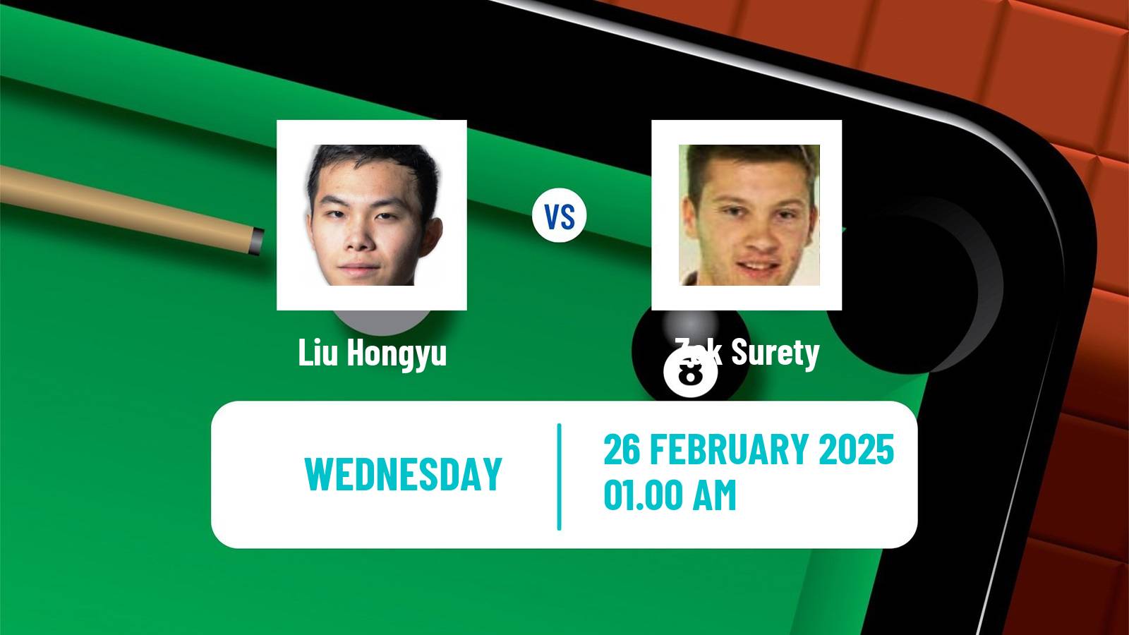 Snooker World Open Liu Hongyu - Zak Surety