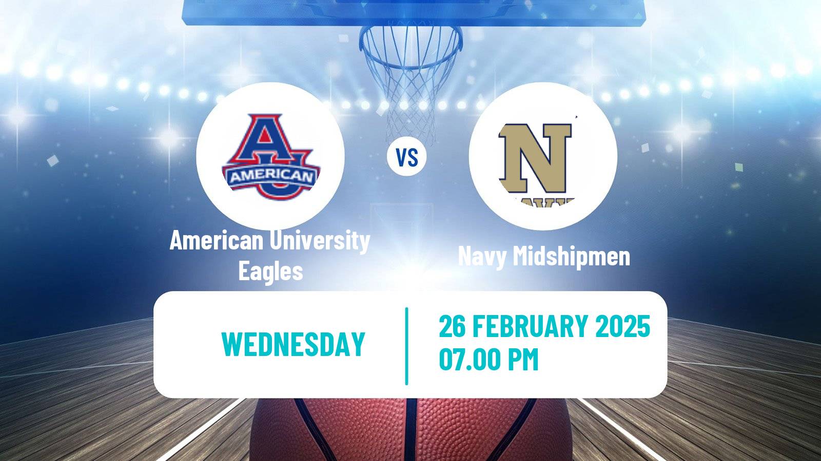 Basketball NCAA College Basketball American University Eagles - Navy Midshipmen