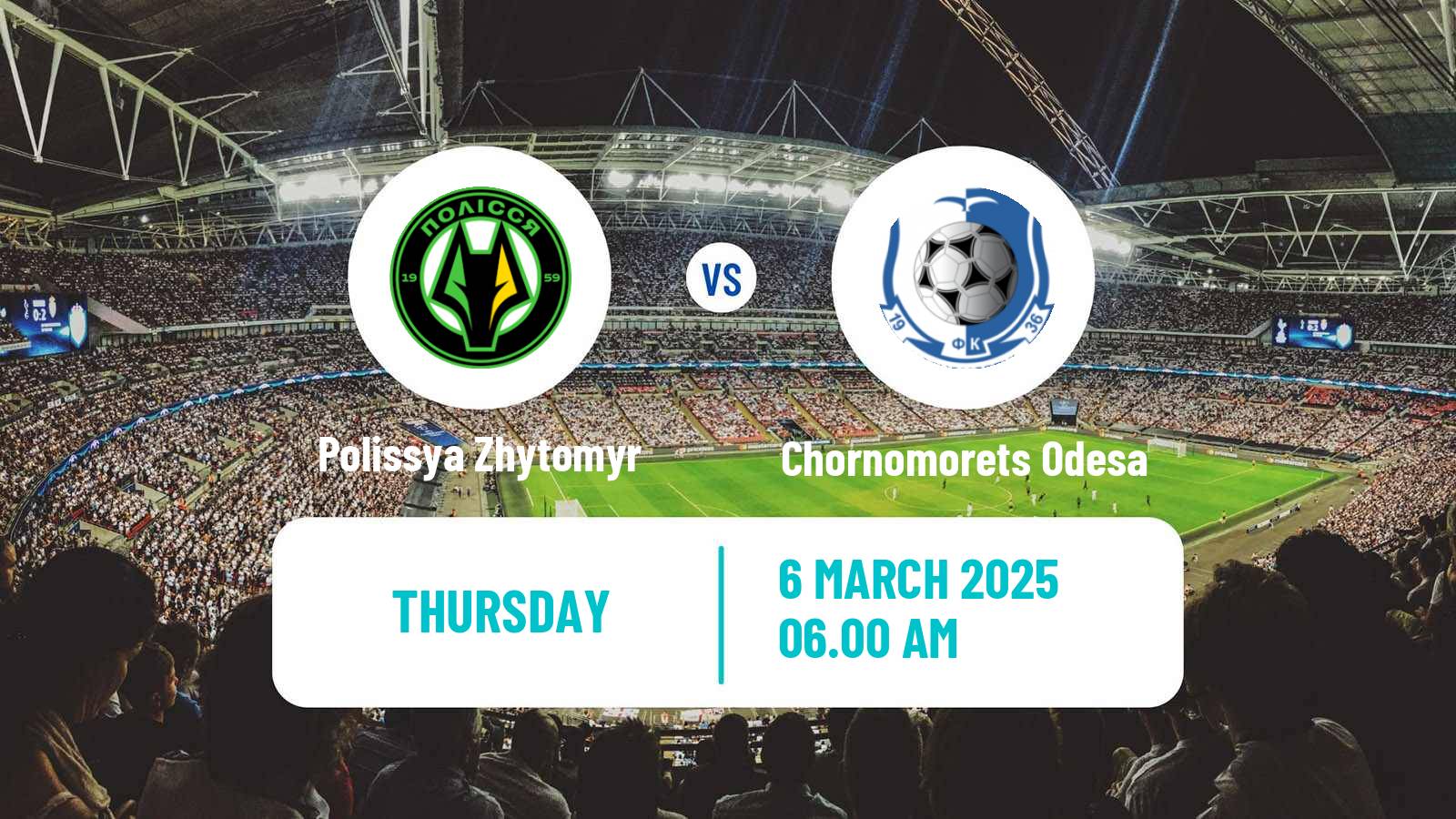 Soccer Ukrainian Premier League Polissya Zhytomyr - Chornomorets Odesa