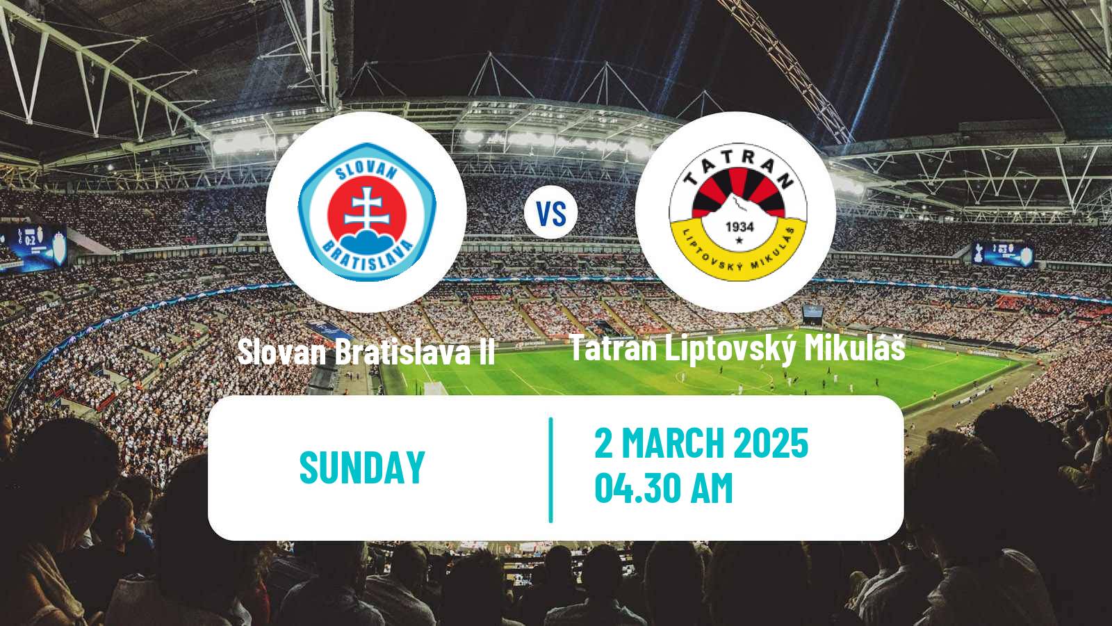 Soccer Slovak 2 Liga Slovan Bratislava II - Tatran Liptovský Mikuláš