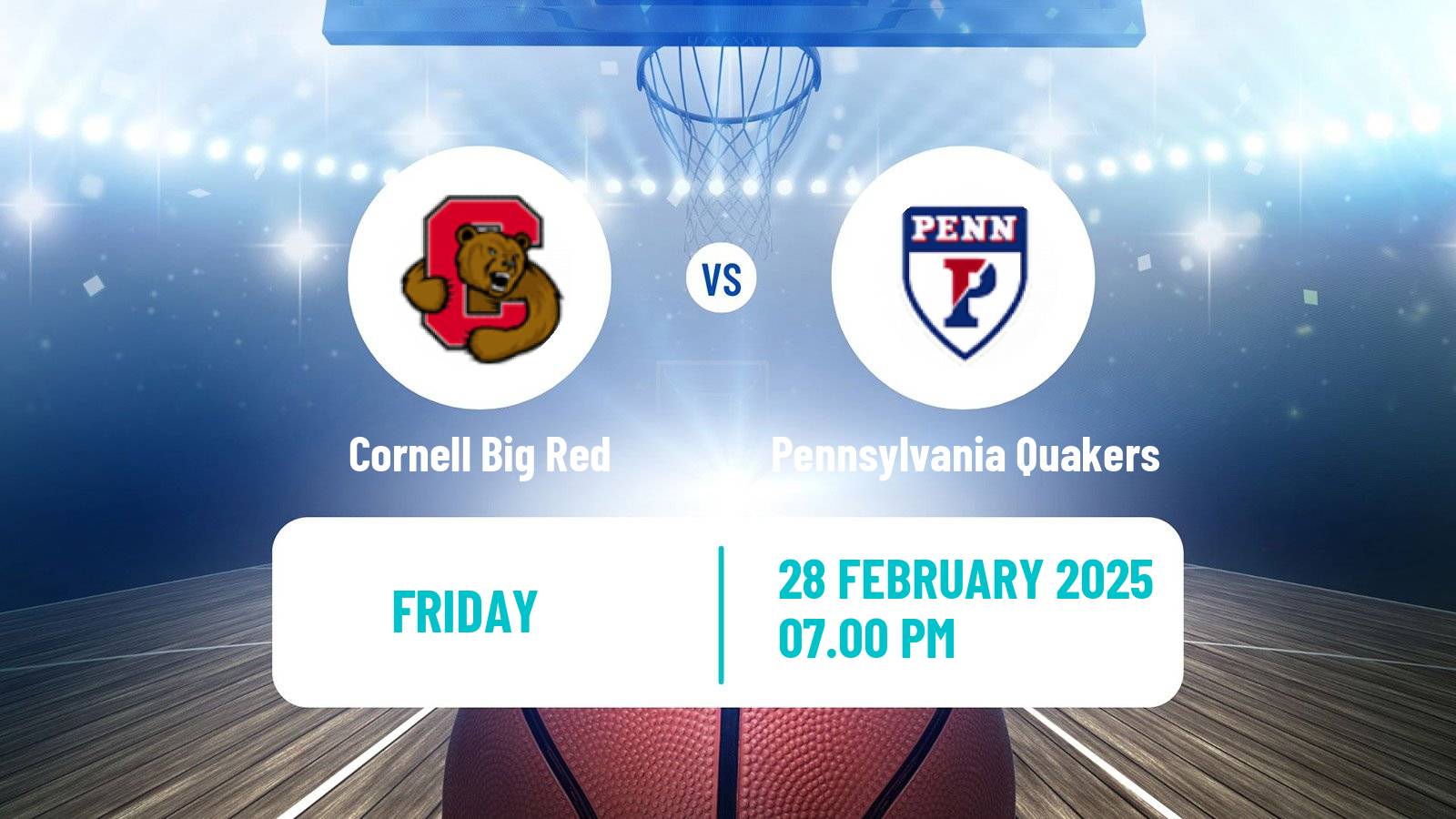 Basketball NCAA College Basketball Cornell Big Red - Pennsylvania Quakers