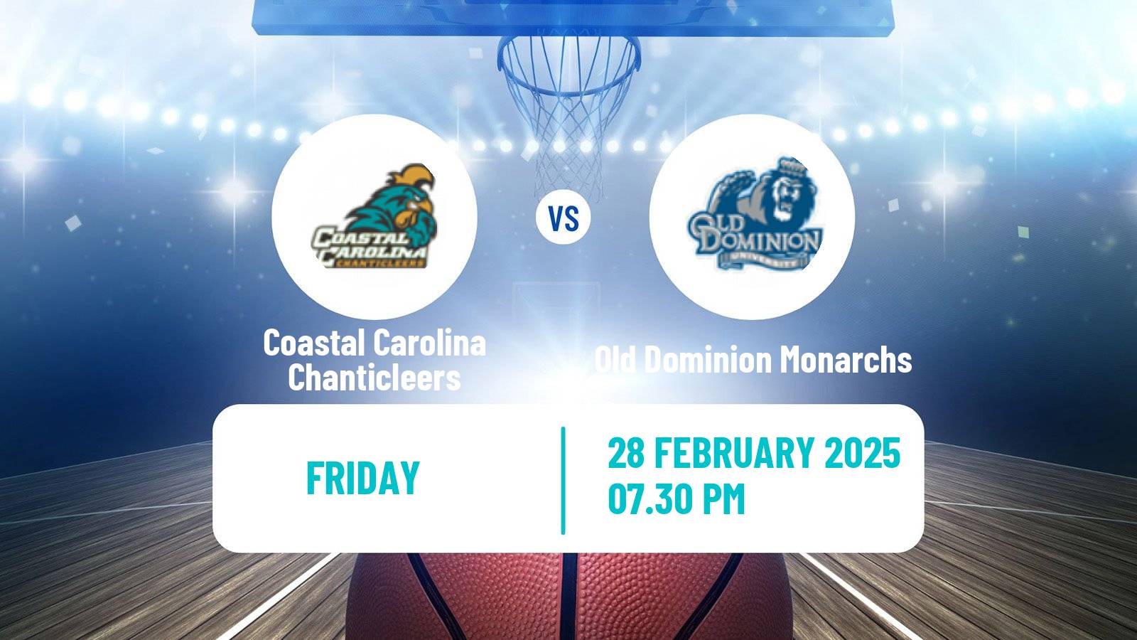 Basketball NCAA College Basketball Coastal Carolina Chanticleers - Old Dominion Monarchs