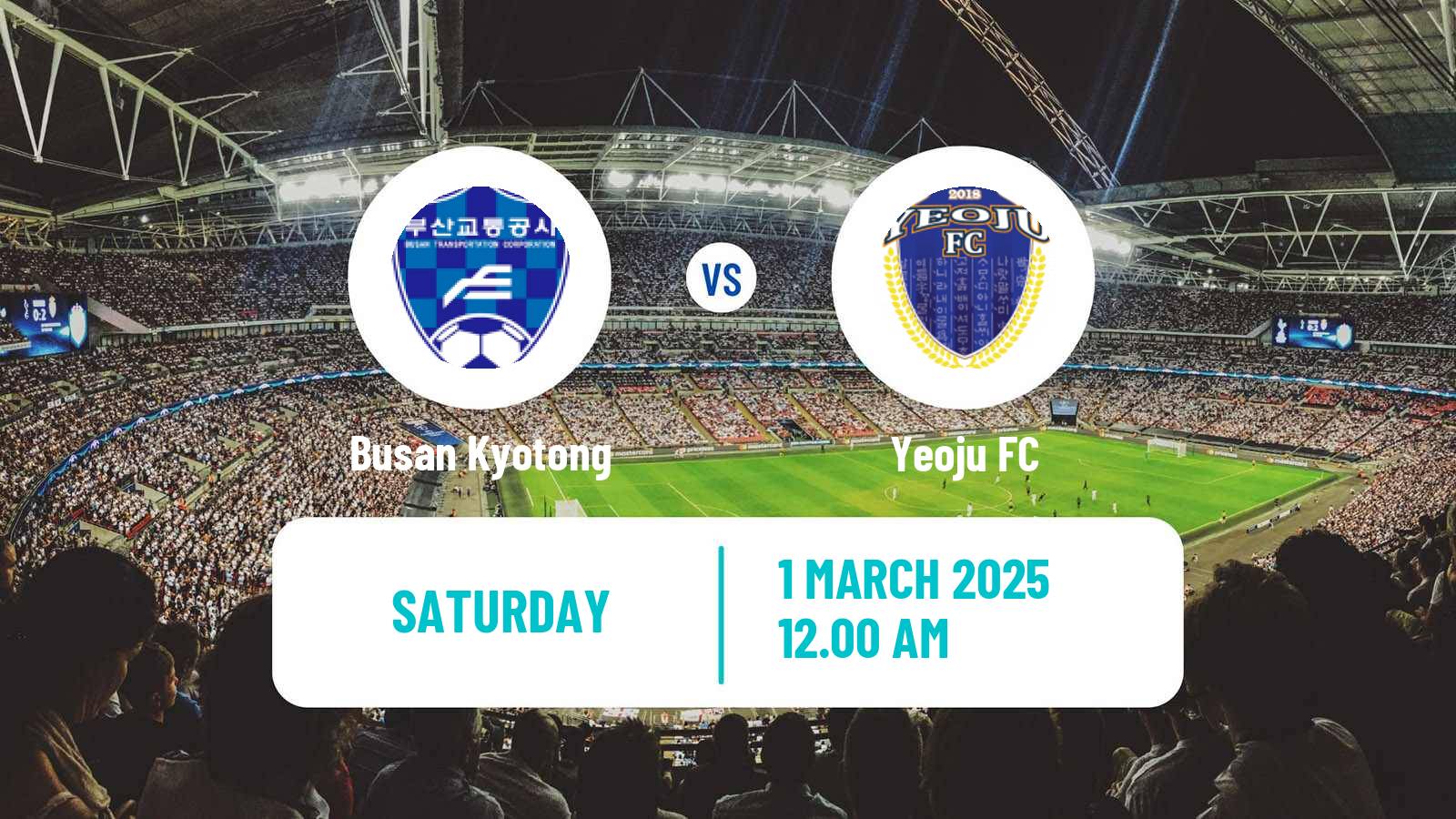 Soccer South Korean K3 League Busan Kyotong - Yeoju