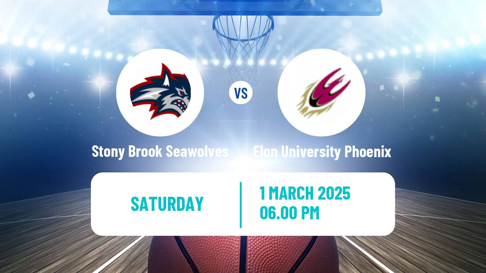 Basketball NCAA College Basketball Stony Brook Seawolves - Elon University Phoenix