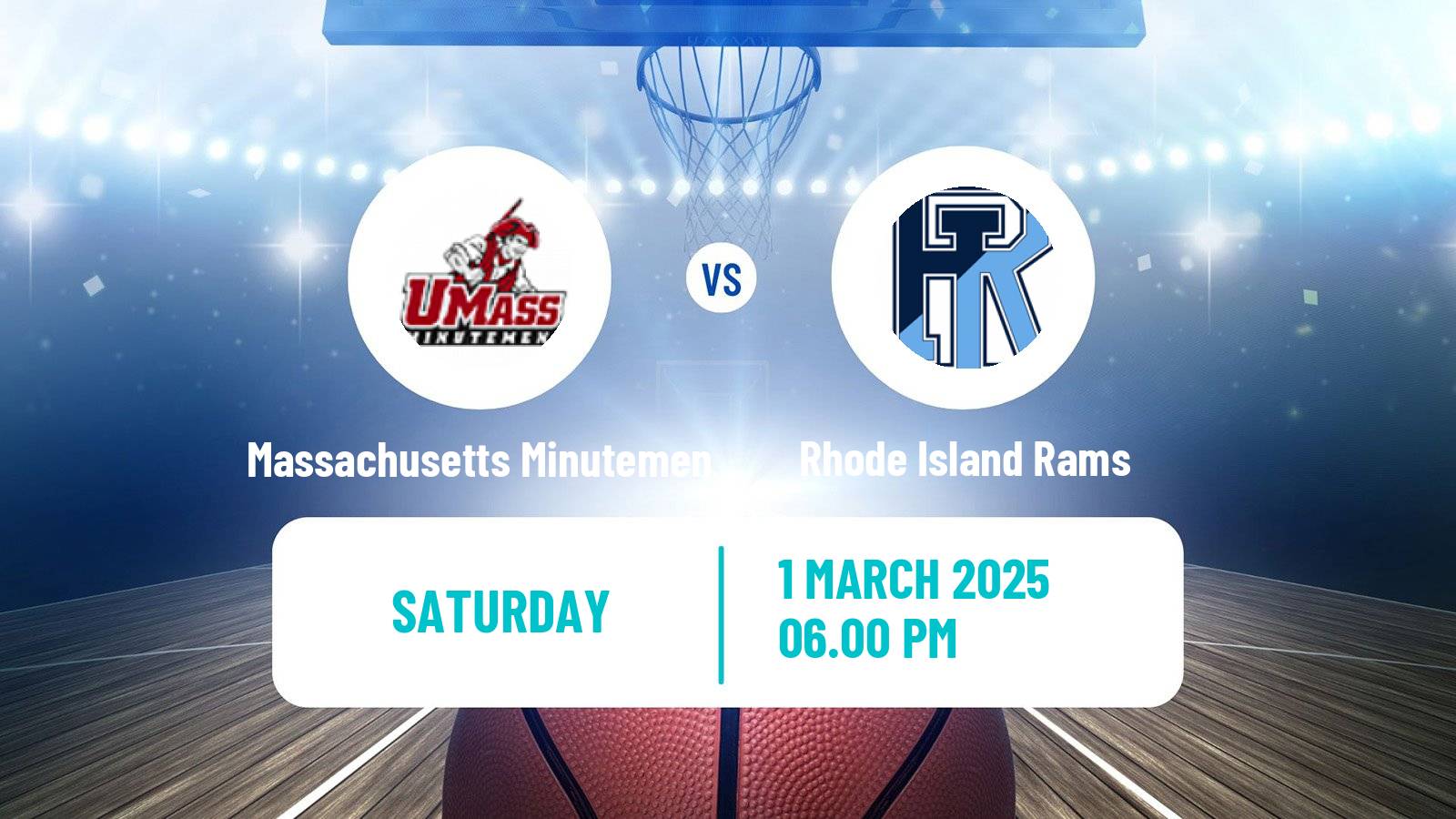 Basketball NCAA College Basketball Massachusetts Minutemen - Rhode Island Rams