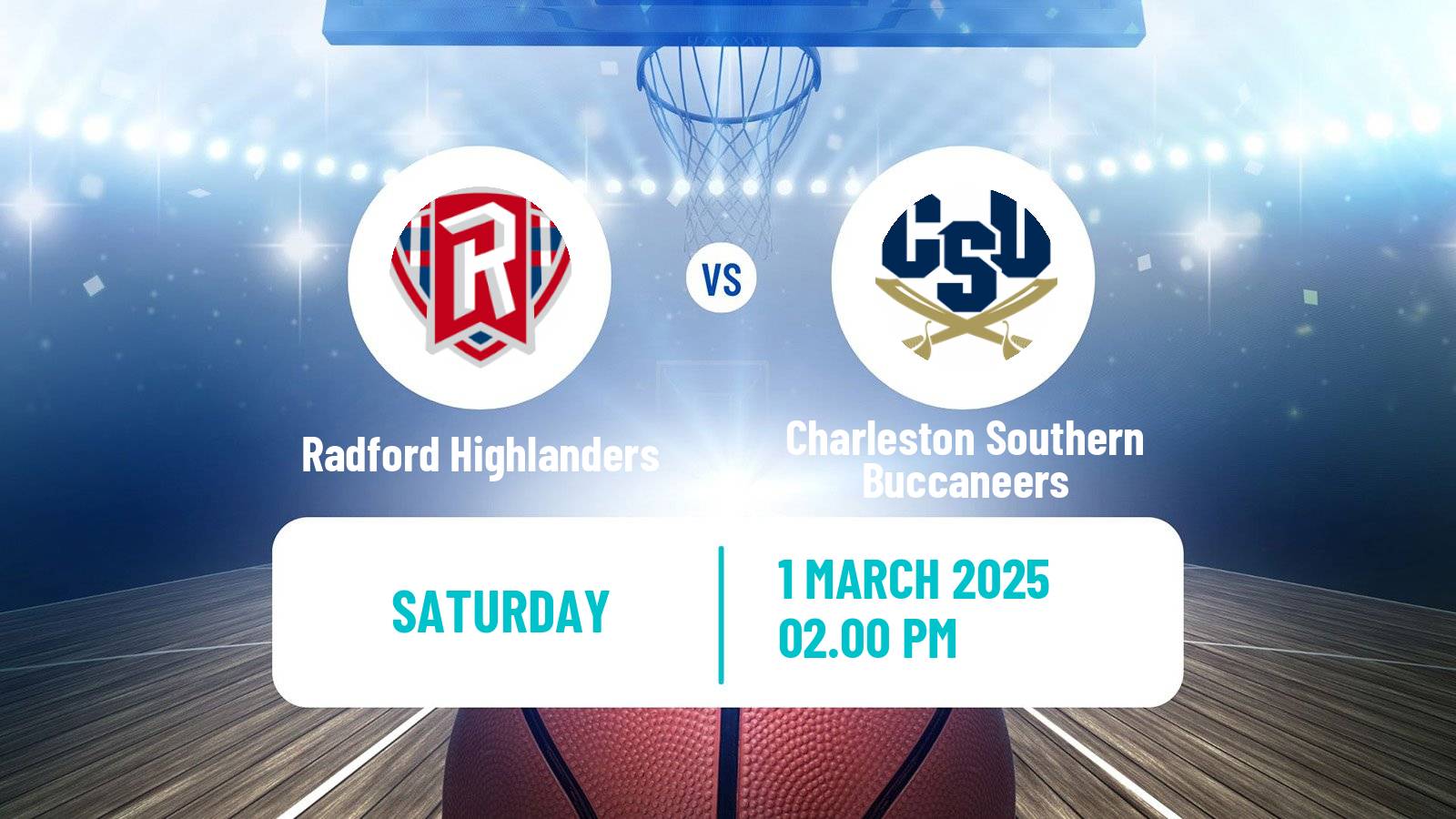 Basketball NCAA College Basketball Radford Highlanders - Charleston Southern Buccaneers