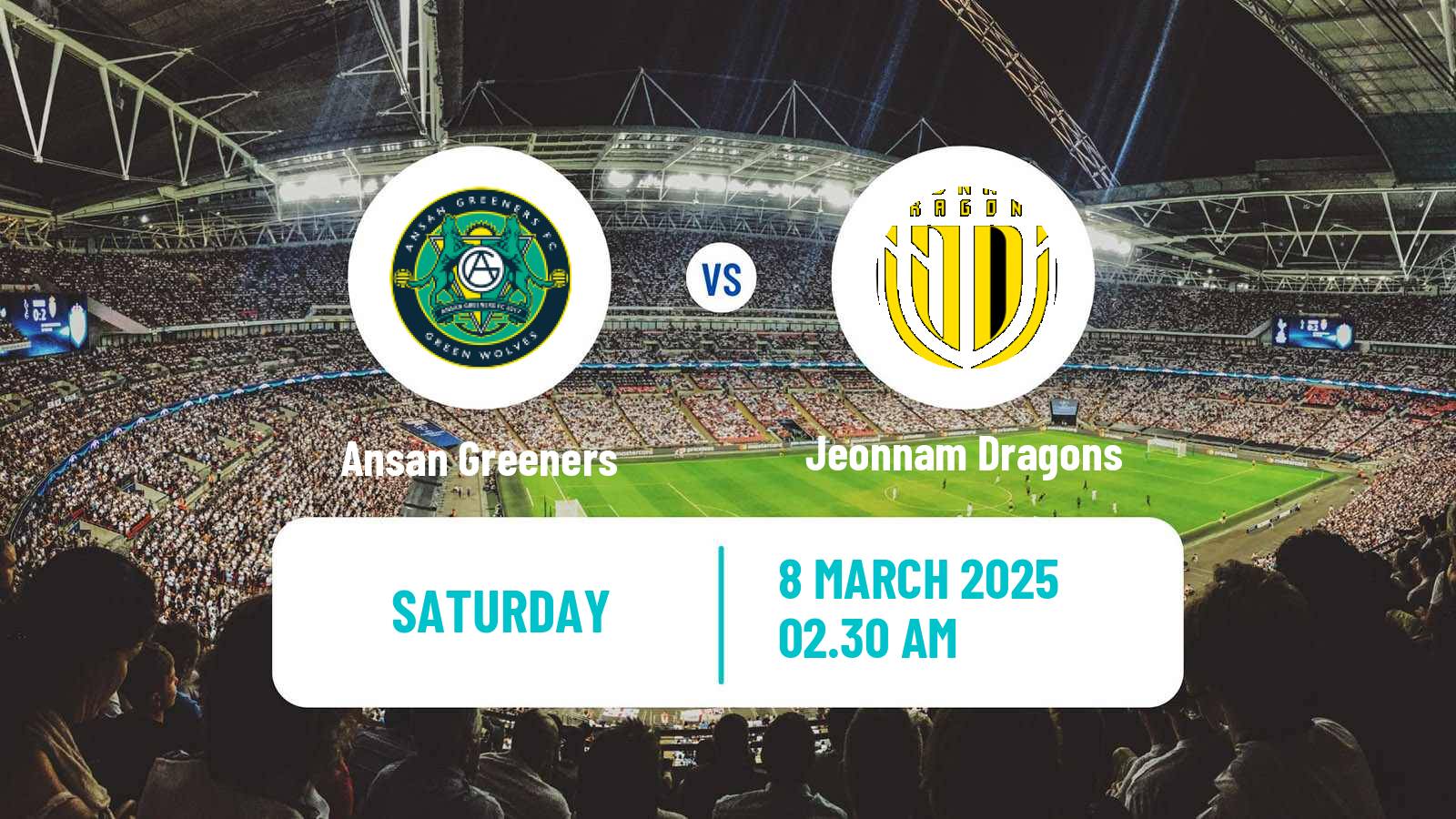 Soccer South Korean K-League 2 Ansan Greeners - Jeonnam Dragons