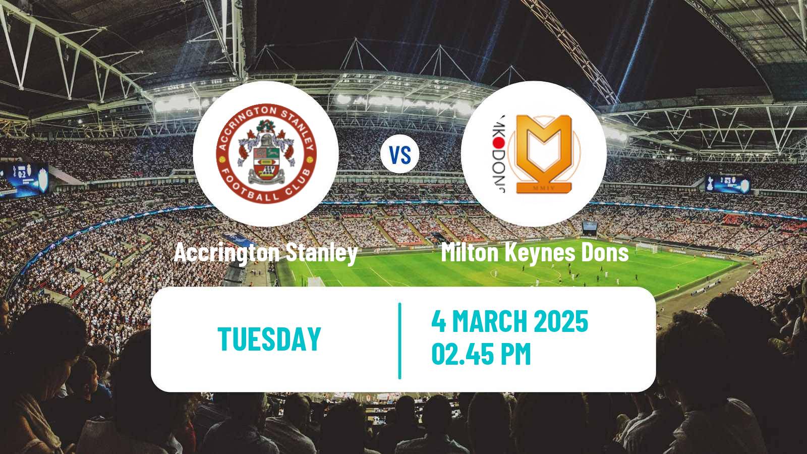 Soccer English League Two Accrington Stanley - Milton Keynes Dons