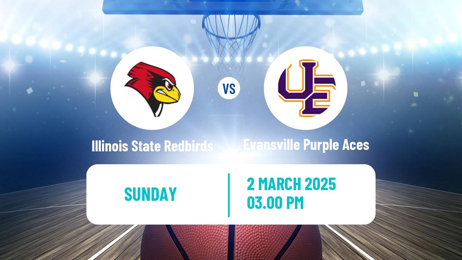 Basketball NCAA College Basketball Illinois State Redbirds - Evansville Purple Aces