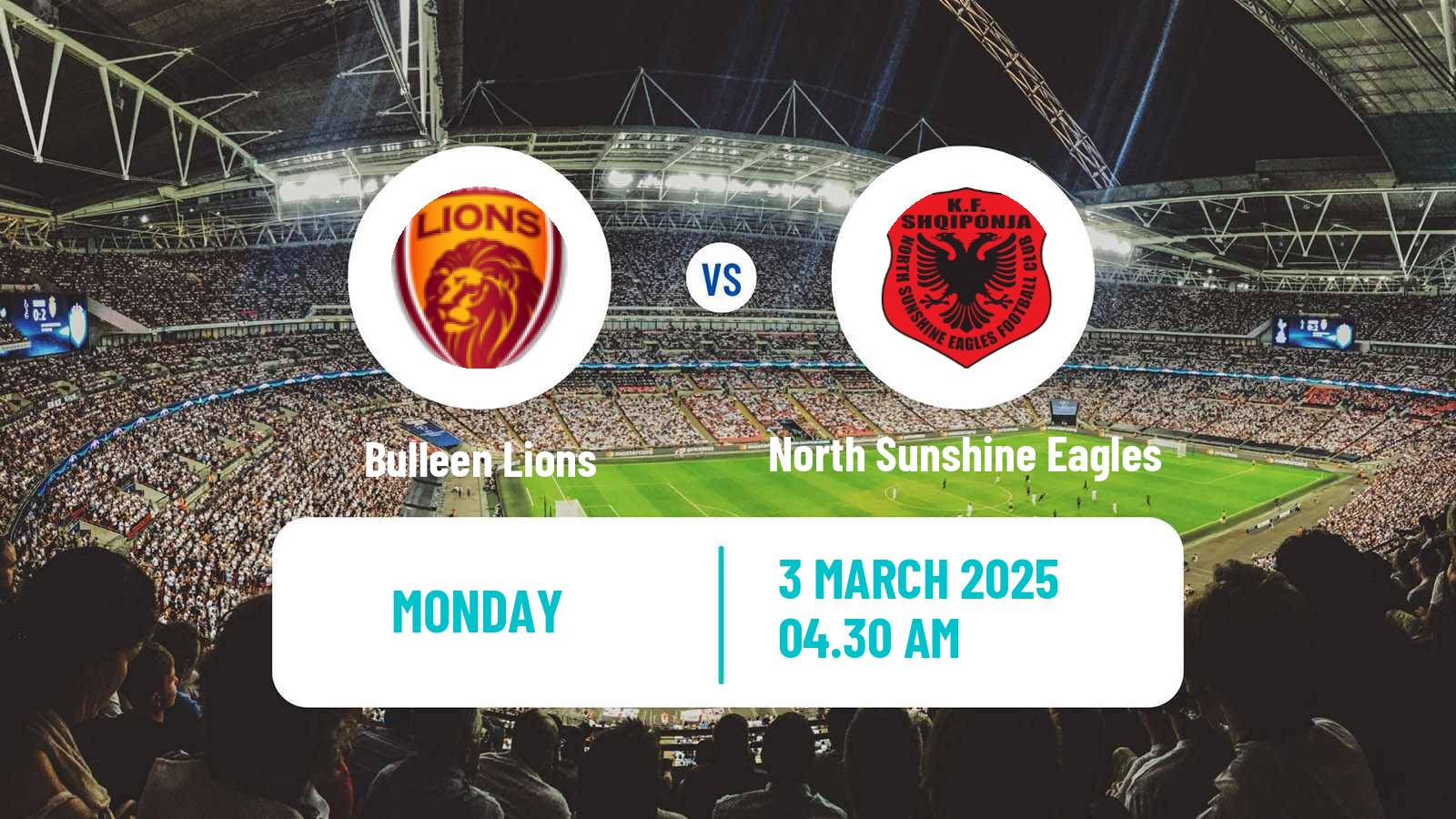 Soccer Australian Victoria Premier League Bulleen Lions - North Sunshine Eagles