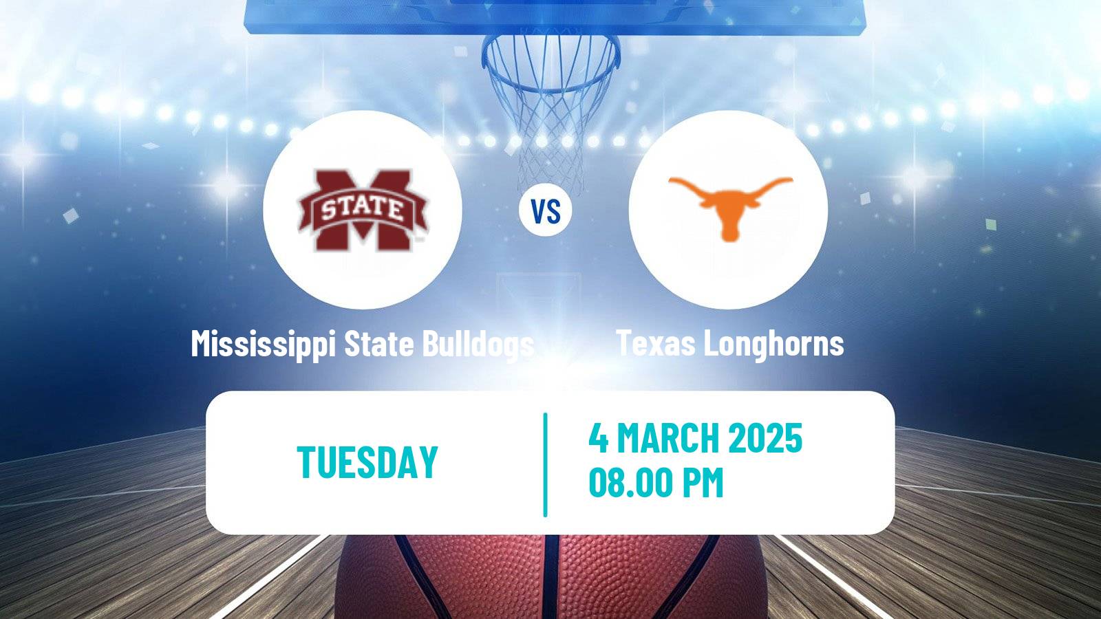 Basketball NCAA College Basketball Mississippi State Bulldogs - Texas Longhorns