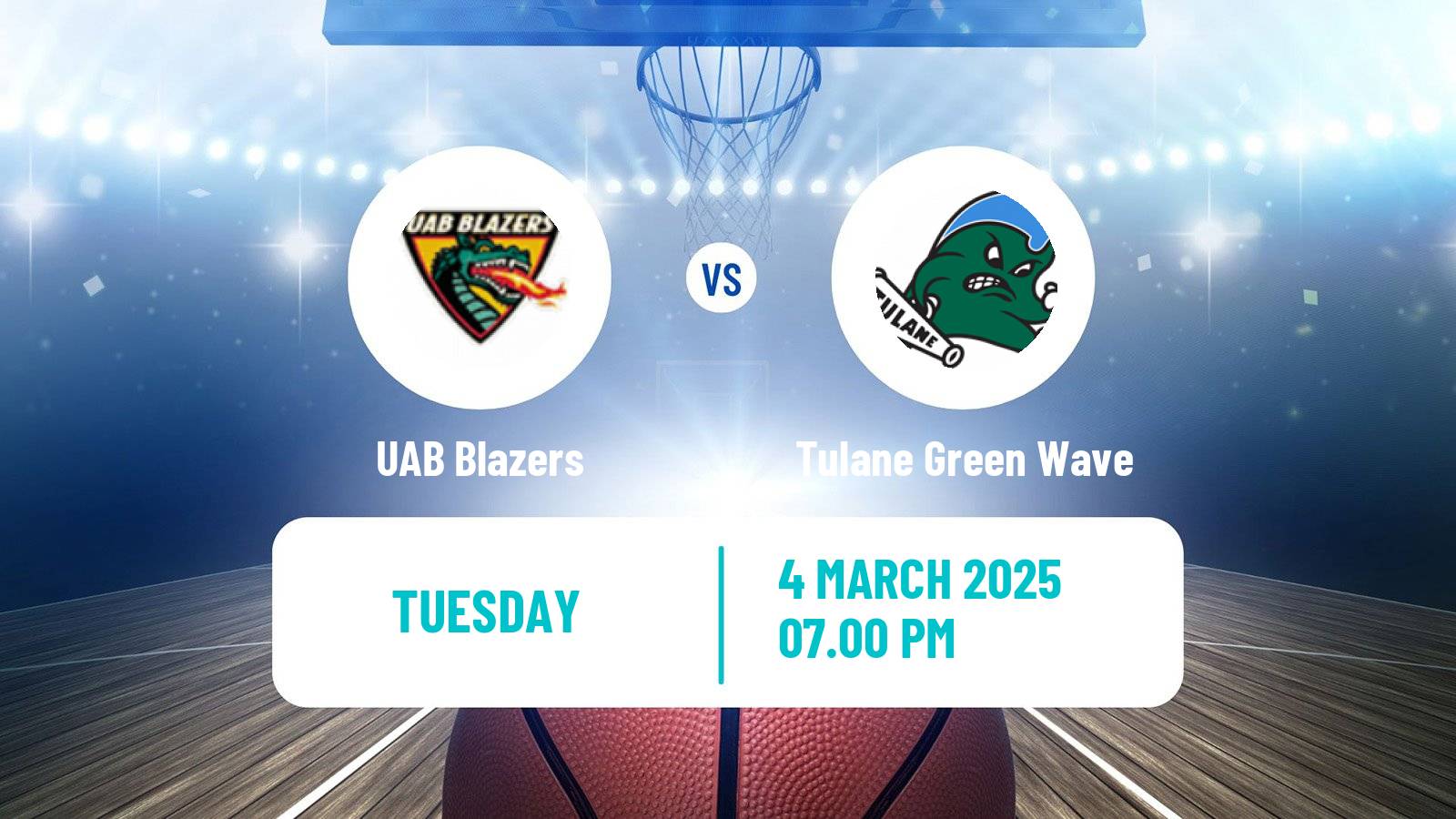 Basketball NCAA College Basketball Women UAB Blazers - Tulane Green Wave