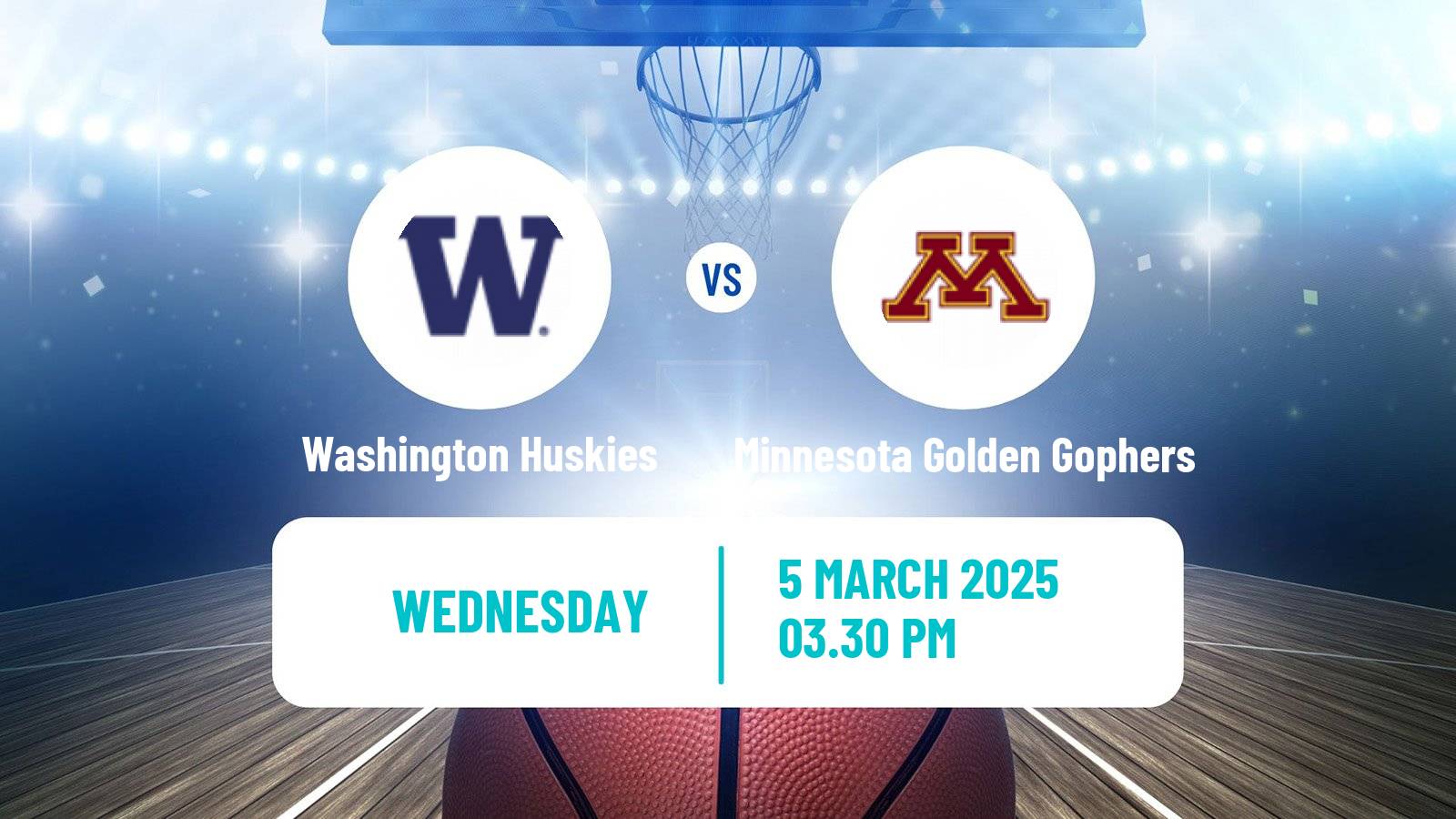 Basketball NCAA College Basketball Women Washington Huskies - Minnesota Golden Gophers